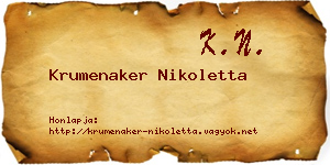 Krumenaker Nikoletta névjegykártya